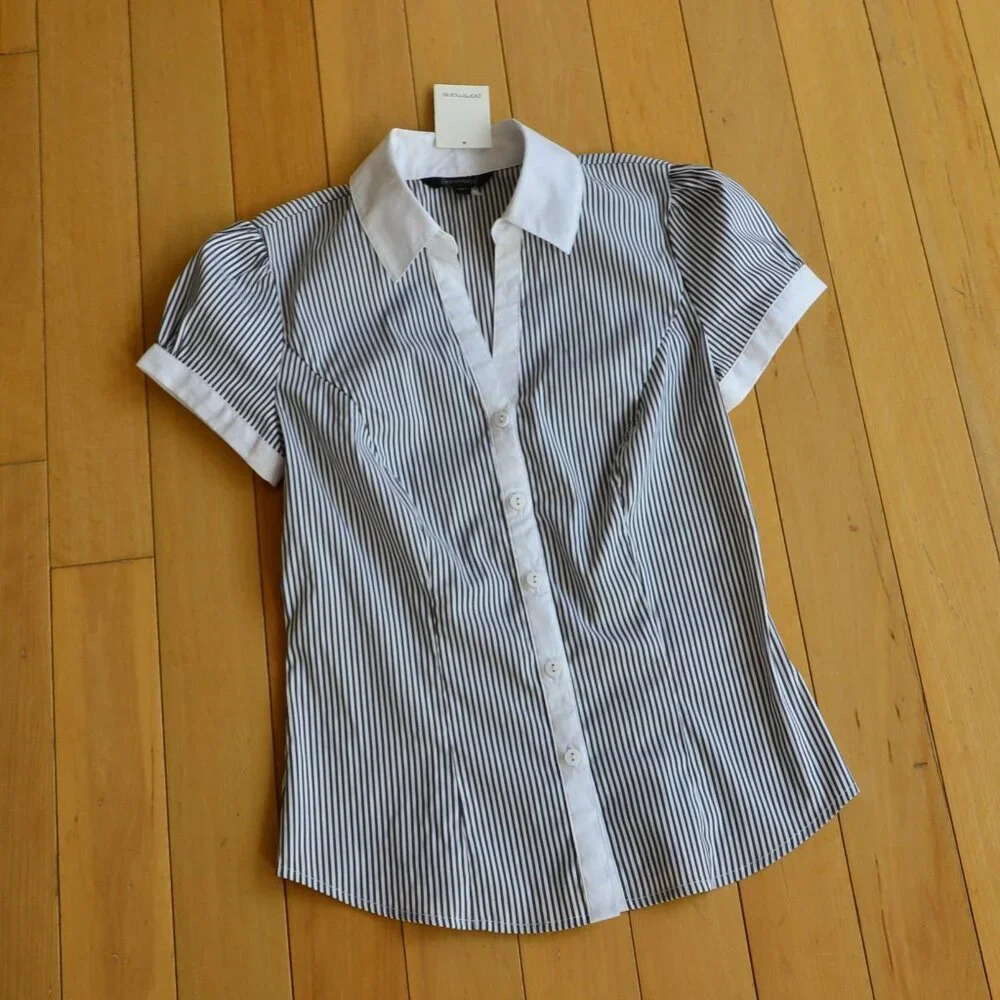 Portmans Striped Cotton Blend Top Size US XS
